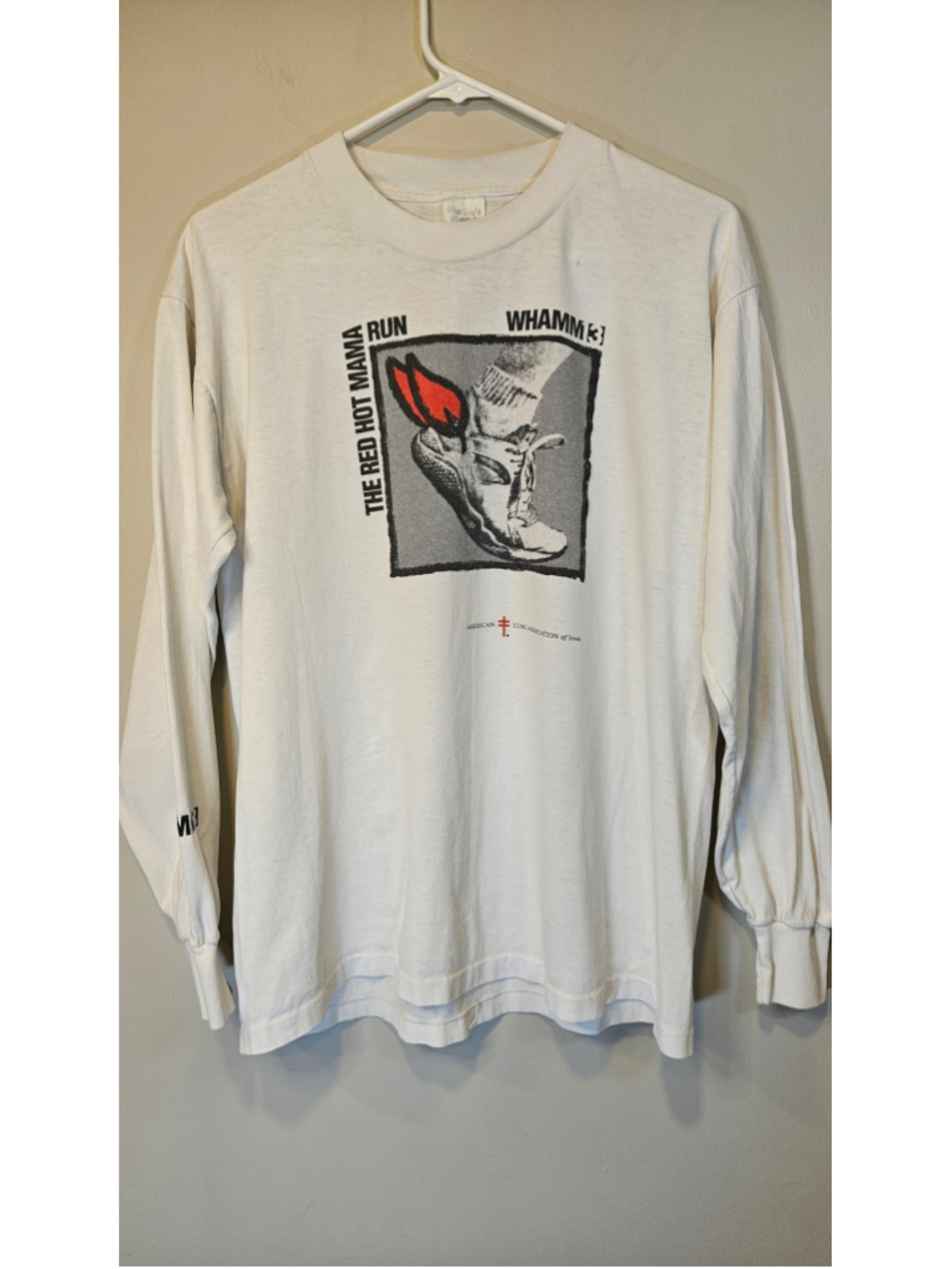 Vintage 90s WHAMM Red Hot Mama Run Shirt USA Running Shoe Long Sleeve